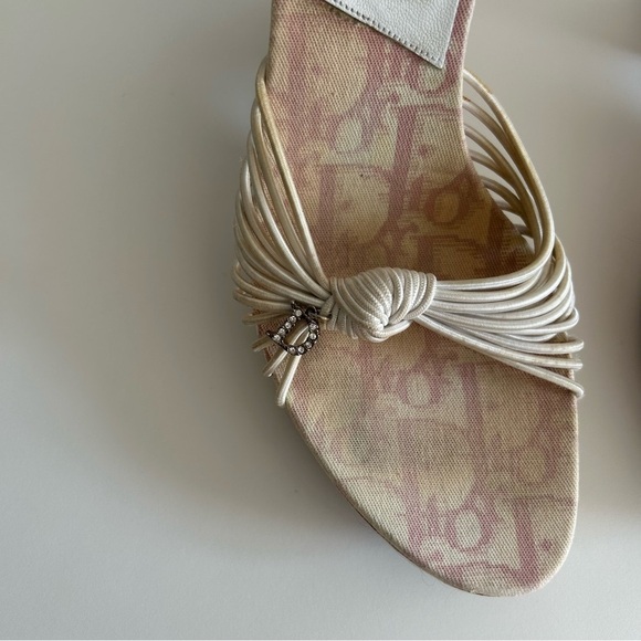 DIOR Y2K Vintage John Galliano Pink White Monogram Logo Trotter Platform sz 37 - Picture 8 of 12